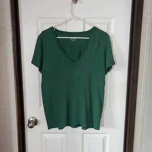 J. Crew Forest Green V-Neck Tee